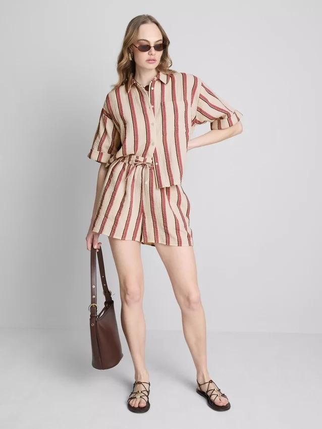 Katoenen mousseline-Shorts