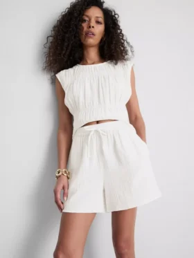 Katoenen mousseline-Shorts