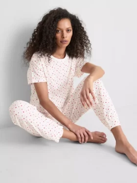 Katoenen pyjama’s met korte mouwen en print