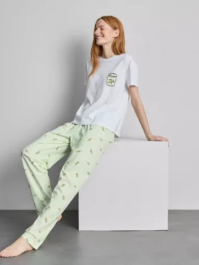 Katoenen pyjama's met ronde hals en print
