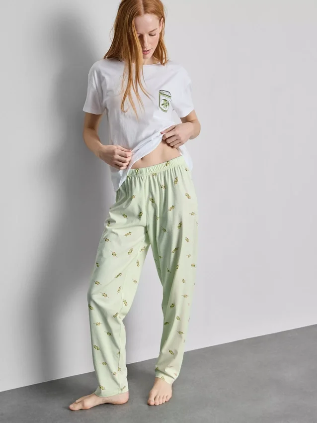 Katoenen pyjama's met ronde hals en print