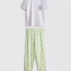 Katoenen pyjama's met ronde hals en print