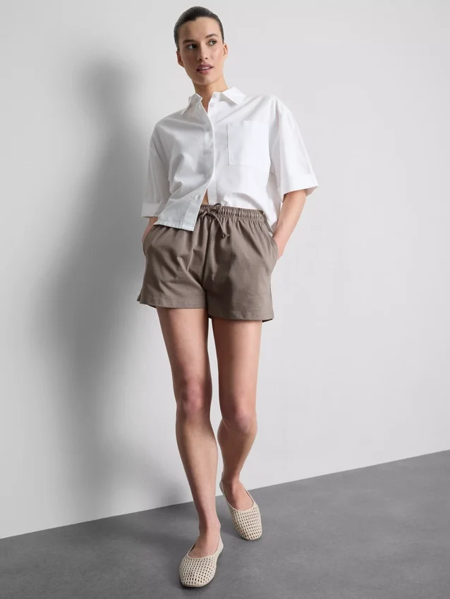 Katoenen relaxte shorts met trekkoord