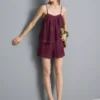 Katoenen shorts met hoge taille en borduursel