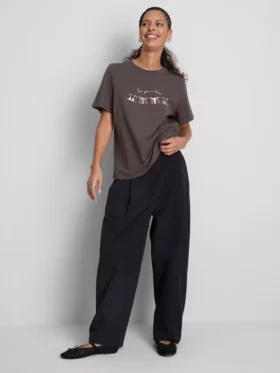Katoenen T-shirt met korte mouwen en print