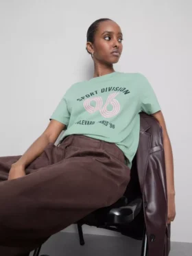Katoenen T-shirt met korte mouwen en print