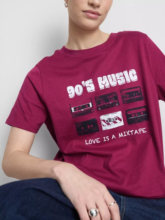 Katoenen T-shirt met korte mouwen en print