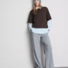 Katoenen T-shirt met ronde hals en boxy pasvorm