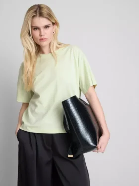 Katoenen T-shirt met ronde hals en boxy pasvorm