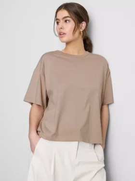 Katoenen T-shirt met ronde hals en boxy pasvorm