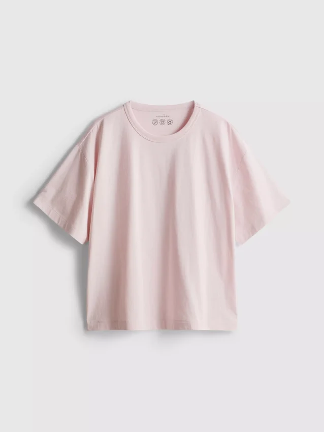 Katoenen T-shirt met ronde hals en boxy pasvorm