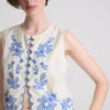Katoenen vest met bloemenborduursel