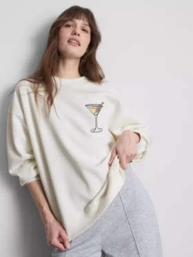Katoenrijk sweatshirt met grafische martini-print