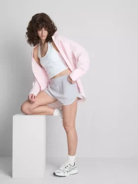 Katoenrijke jersey-short met knoopdetails