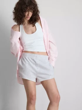 Katoenrijke jersey-short met knoopdetails