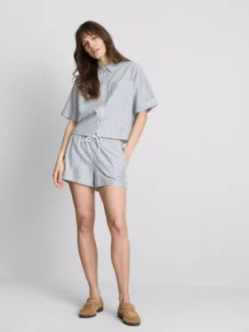 Kort, boxy oxford-overhemd met korte mouwen