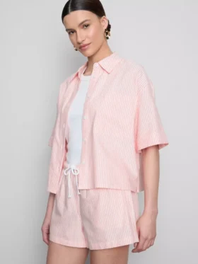 Kort, boxy oxford-overhemd met korte mouwen