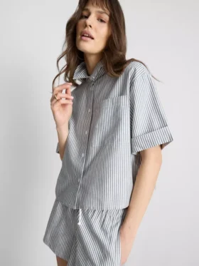 Kort, boxy oxford-overhemd met korte mouwen