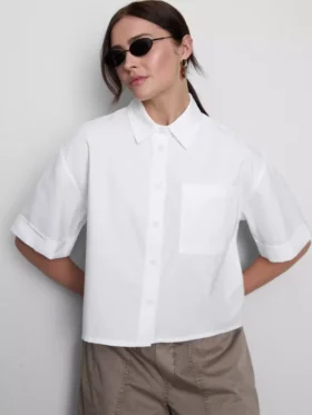 Kort, boxy oxford-overhemd met korte mouwen