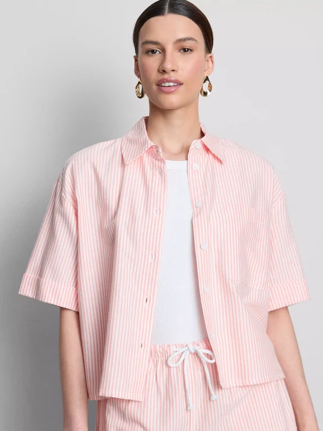 Kort, boxy oxford-overhemd met korte mouwen
