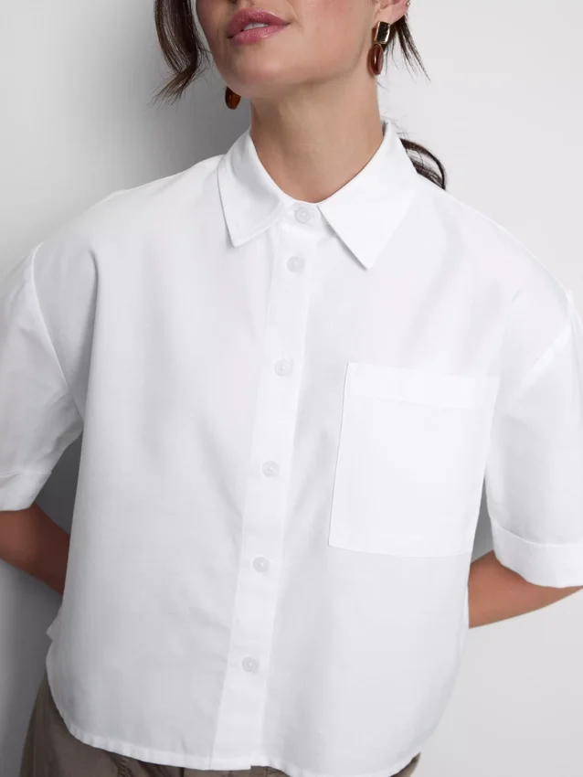 Kort, boxy oxford-overhemd met korte mouwen