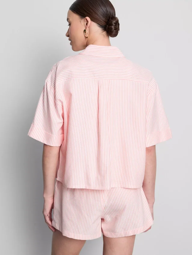 Kort, boxy oxford-overhemd met korte mouwen