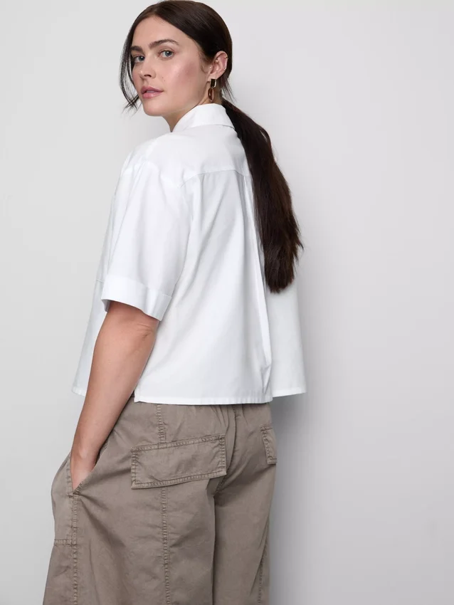 Kort, boxy oxford-overhemd met korte mouwen