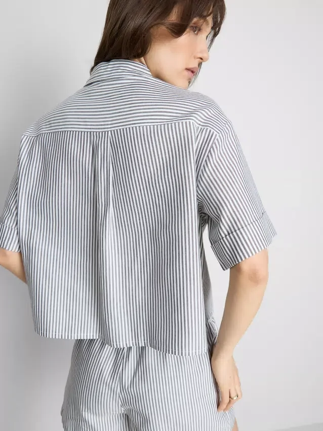 Kort, boxy oxford-overhemd met korte mouwen