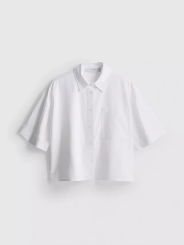 Kort, boxy oxford-overhemd met korte mouwen