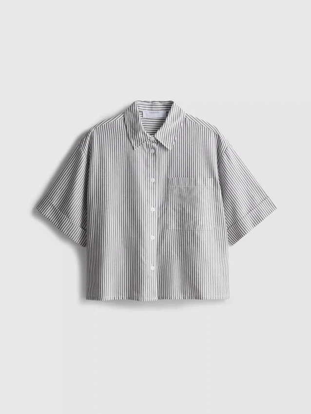 Kort, boxy oxford-overhemd met korte mouwen