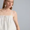 Korte cami-top van katoen met borduursel