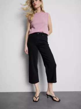 Korte denimjeans met wijde pijpen