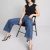 Korte denimjeans met wijde pijpen