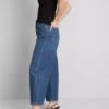Korte denimjeans met wijde pijpen