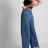 Korte denimjeans met wijde pijpen