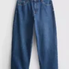 Korte denimjeans met wijde pijpen