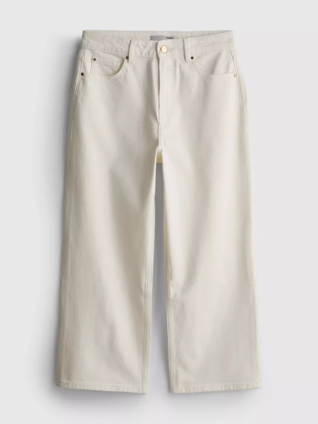 Korte denimjeans met wijde pijpen