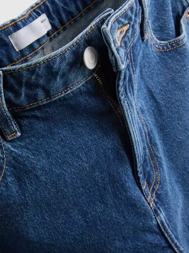 Korte denimjeans met wijde pijpen