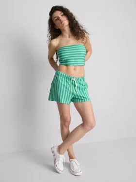 Korte gestreepte bandeau-top met hoog katoengehalte