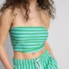 Korte gestreepte bandeau-top met hoog katoengehalte