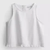 Korte katoenen denim tanktop met ruches