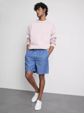 Korte shorts van linnenmix met trekkoord