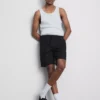Korte shorts van linnenmix met trekkoord
