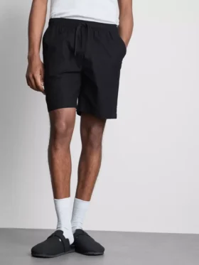 Korte shorts van linnenmix met trekkoord