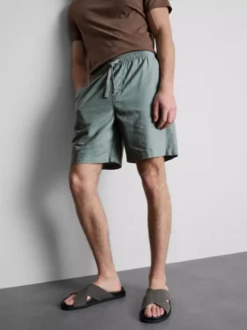 Korte shorts van linnenmix met trekkoord