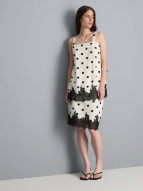 Lang model kanten tanktop van katoenmix