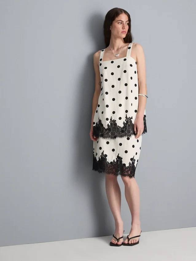 Lang model kanten tanktop van katoenmix