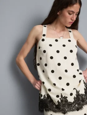 Lang model kanten tanktop van katoenmix