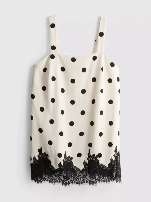 Lang model kanten tanktop van katoenmix
