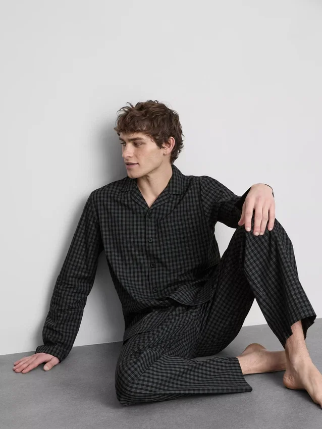 Lange geruite popeline pyjama's